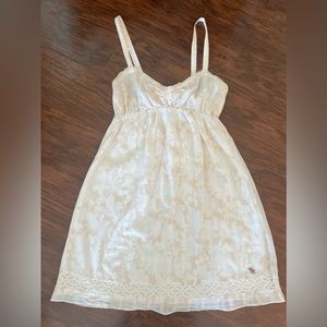 Abercrombie - Tan Floral Print Tie Back Sun Dress - Size M